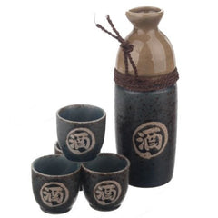 Sake Set with 4 Cups Green